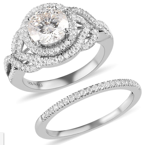 Moissanite Engagement / Wedding Ring Set