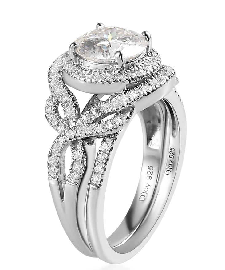 Moissanite Engagement / Wedding Ring Set
