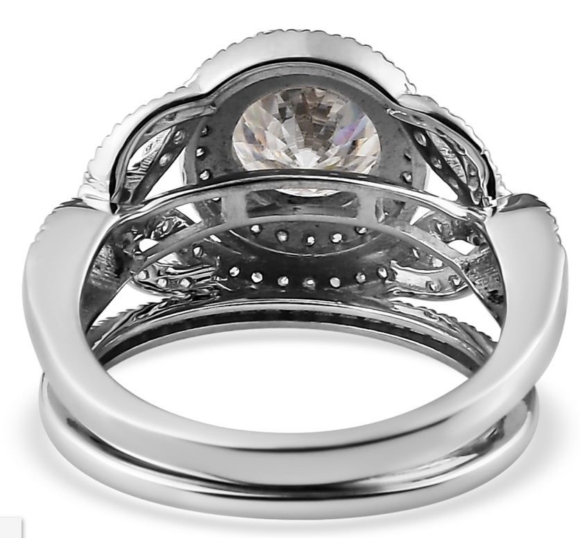 Moissanite Engagement / Wedding Ring Set