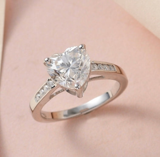Heart Shaped Moissanite Engagement Ring