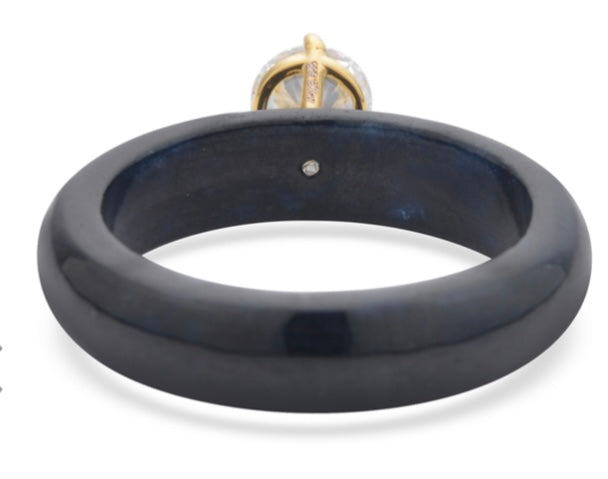 Moissanite & Black Jade Ring