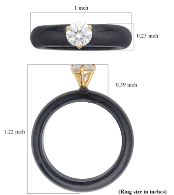 Moissanite & Black Jade Ring