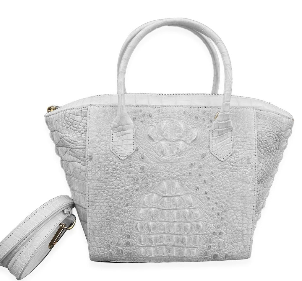 Grand Pelle Collection Natural Color Genuine Crocodile Handbag