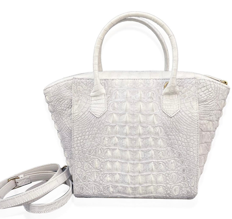 Grand Pelle Collection Natural Color Genuine Crocodile Handbag