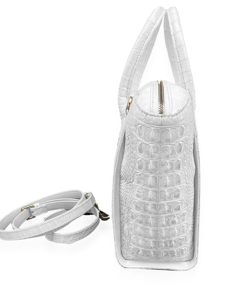 Grand Pelle Collection Natural Color Genuine Crocodile Handbag