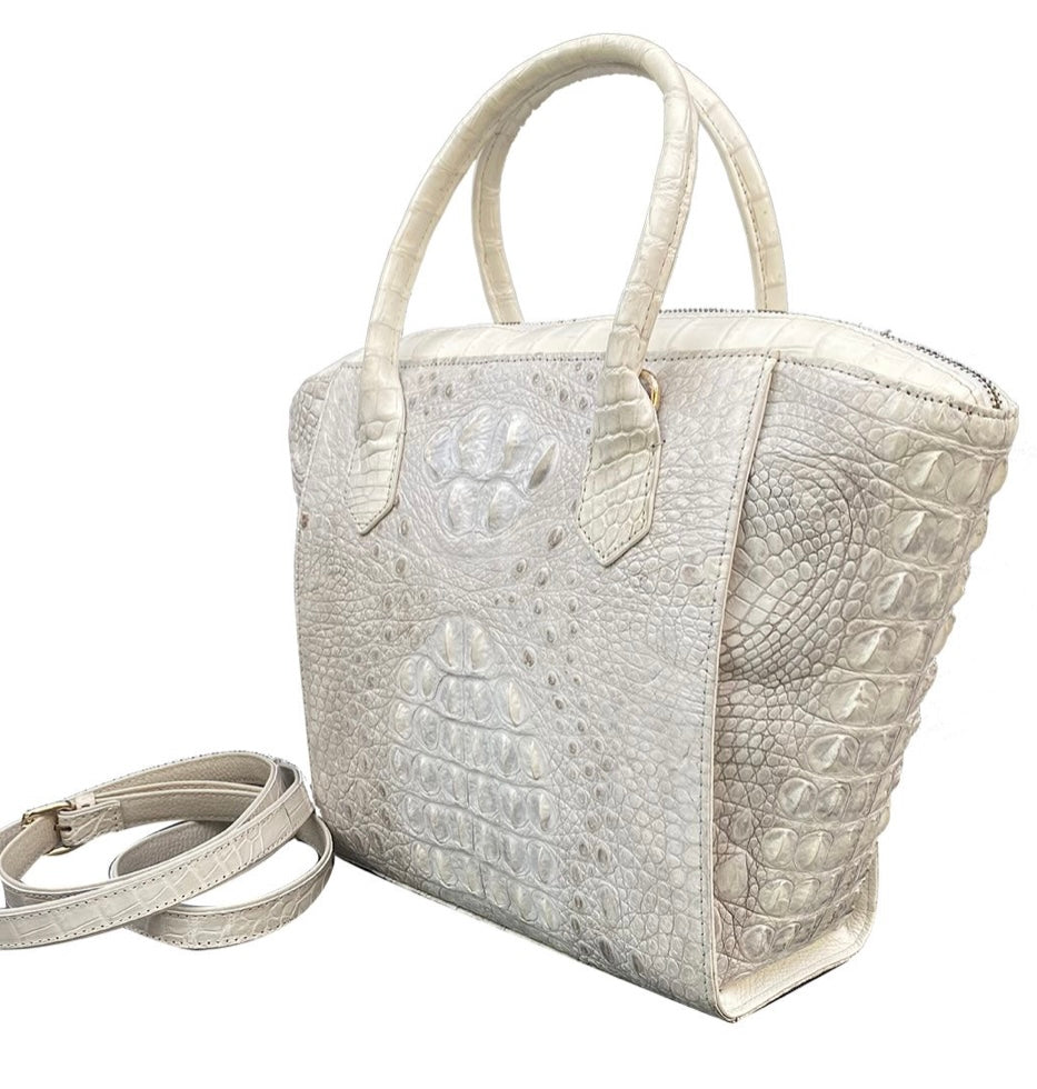 Grand Pelle Collection Natural Color Genuine Crocodile Handbag