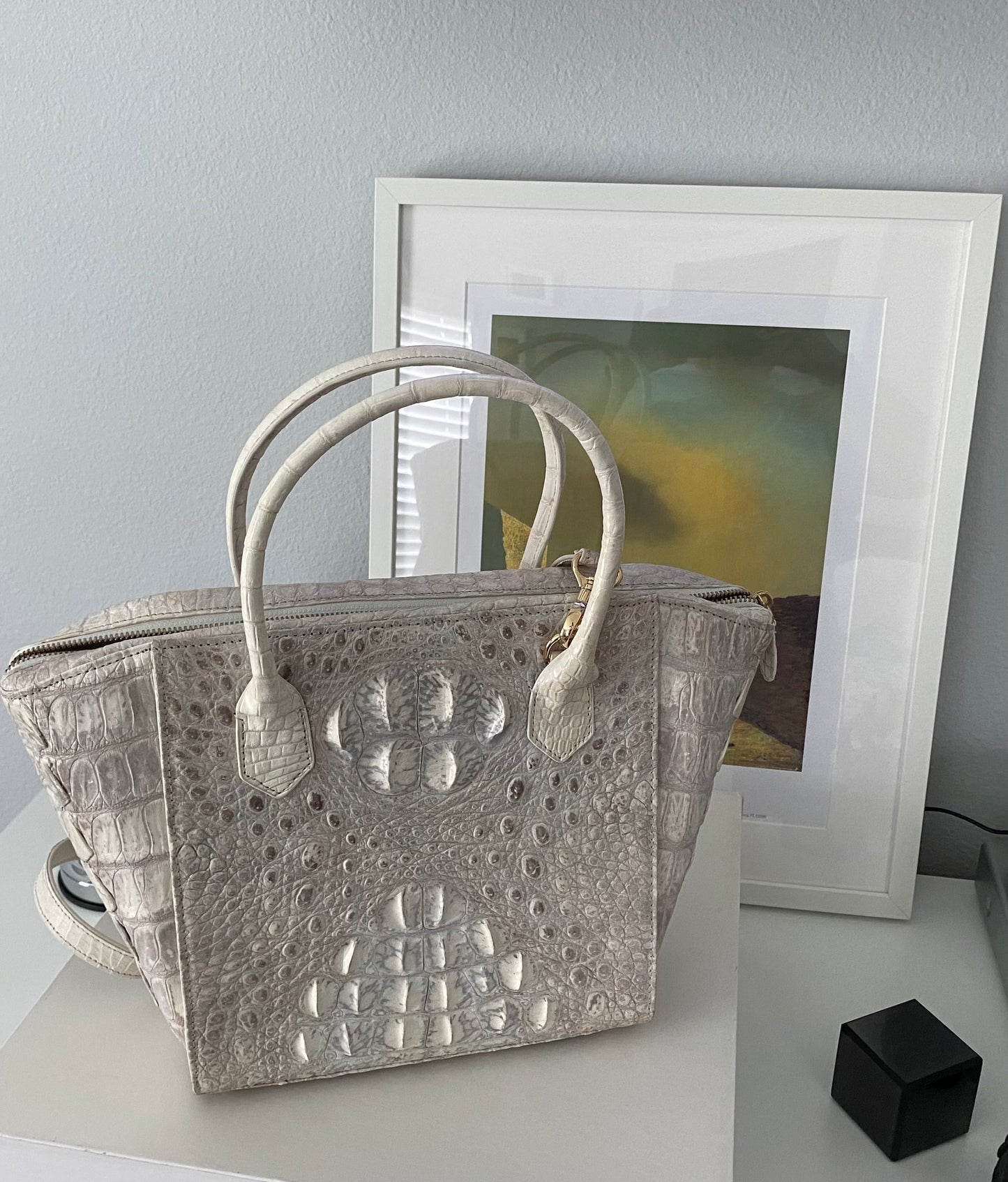 Grand Pelle Collection Natural Color Genuine Crocodile Handbag