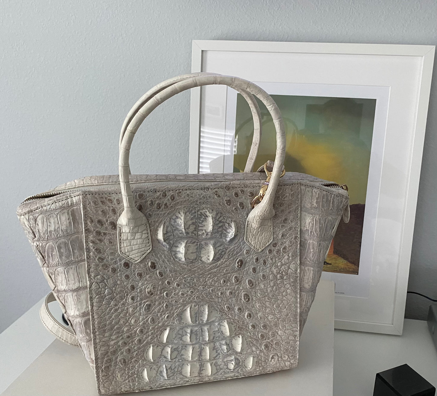 Grand Pelle Collection Natural Color Genuine Crocodile Handbag