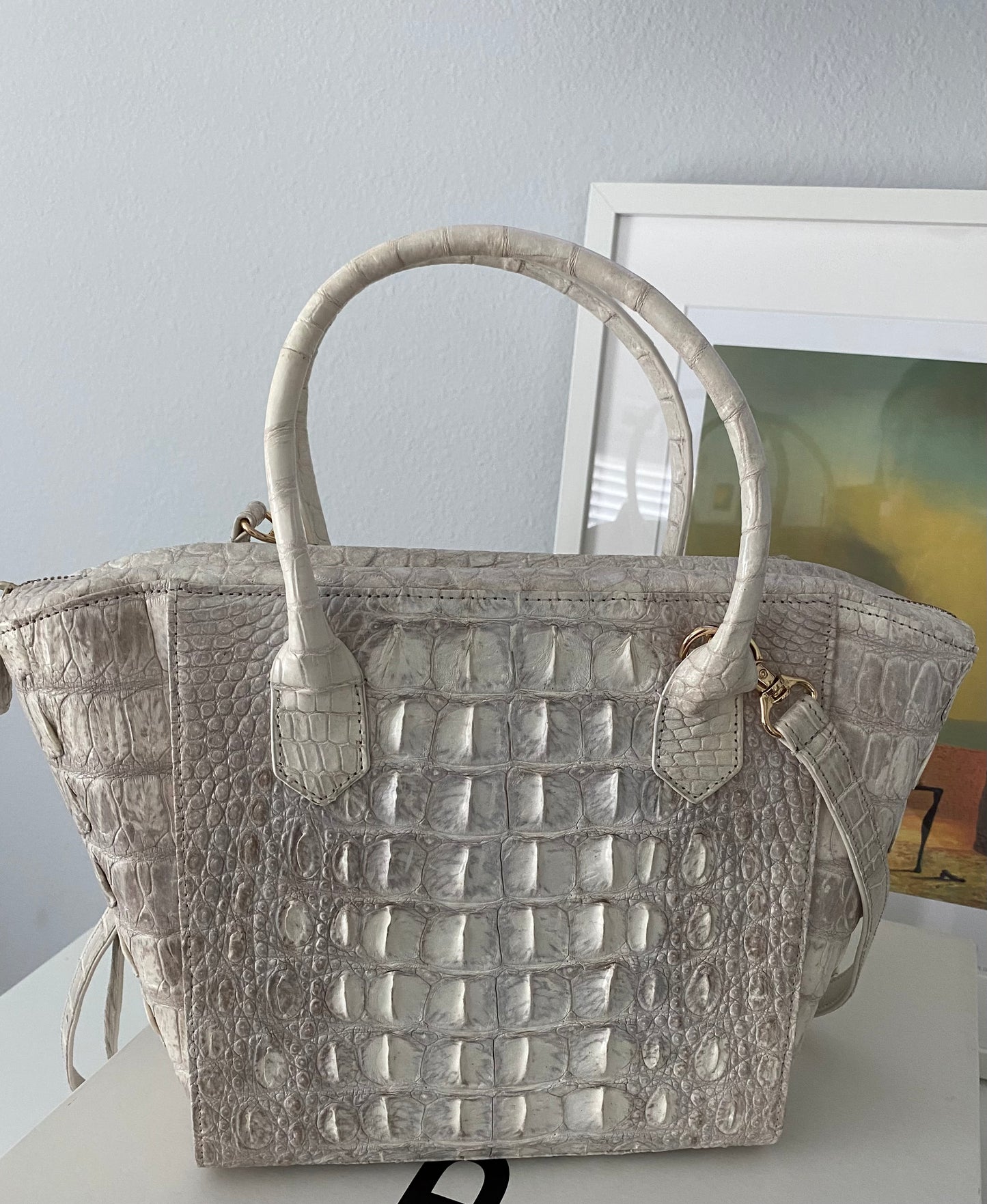 Grand Pelle Collection Natural Color Genuine Crocodile Handbag