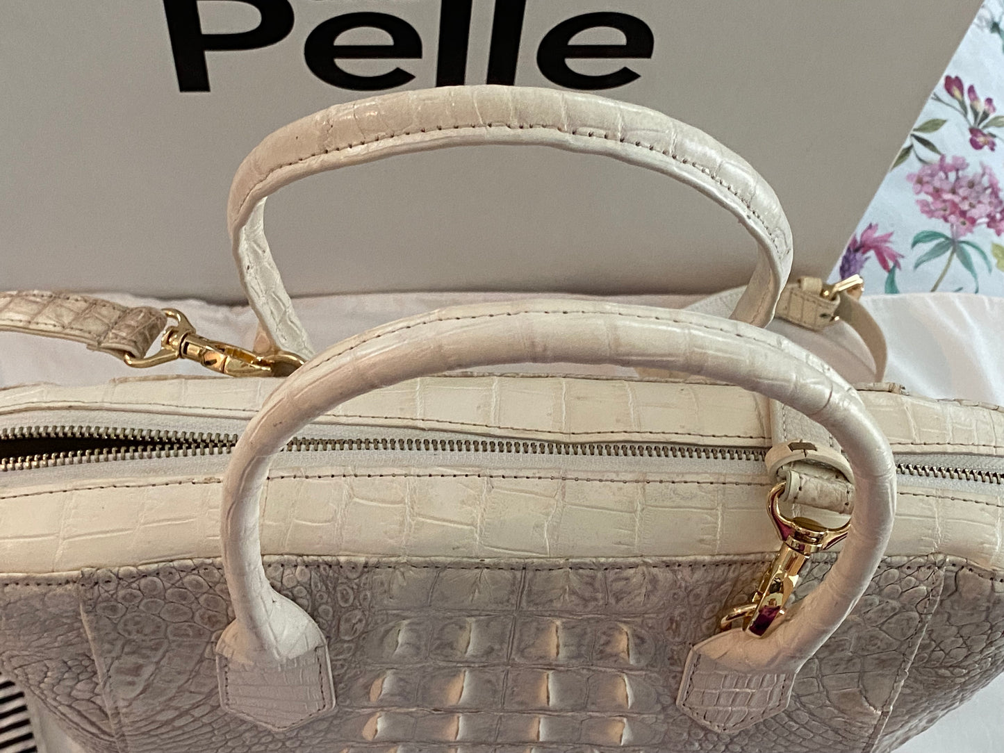 Grand Pelle Collection Natural Color Genuine Crocodile Handbag