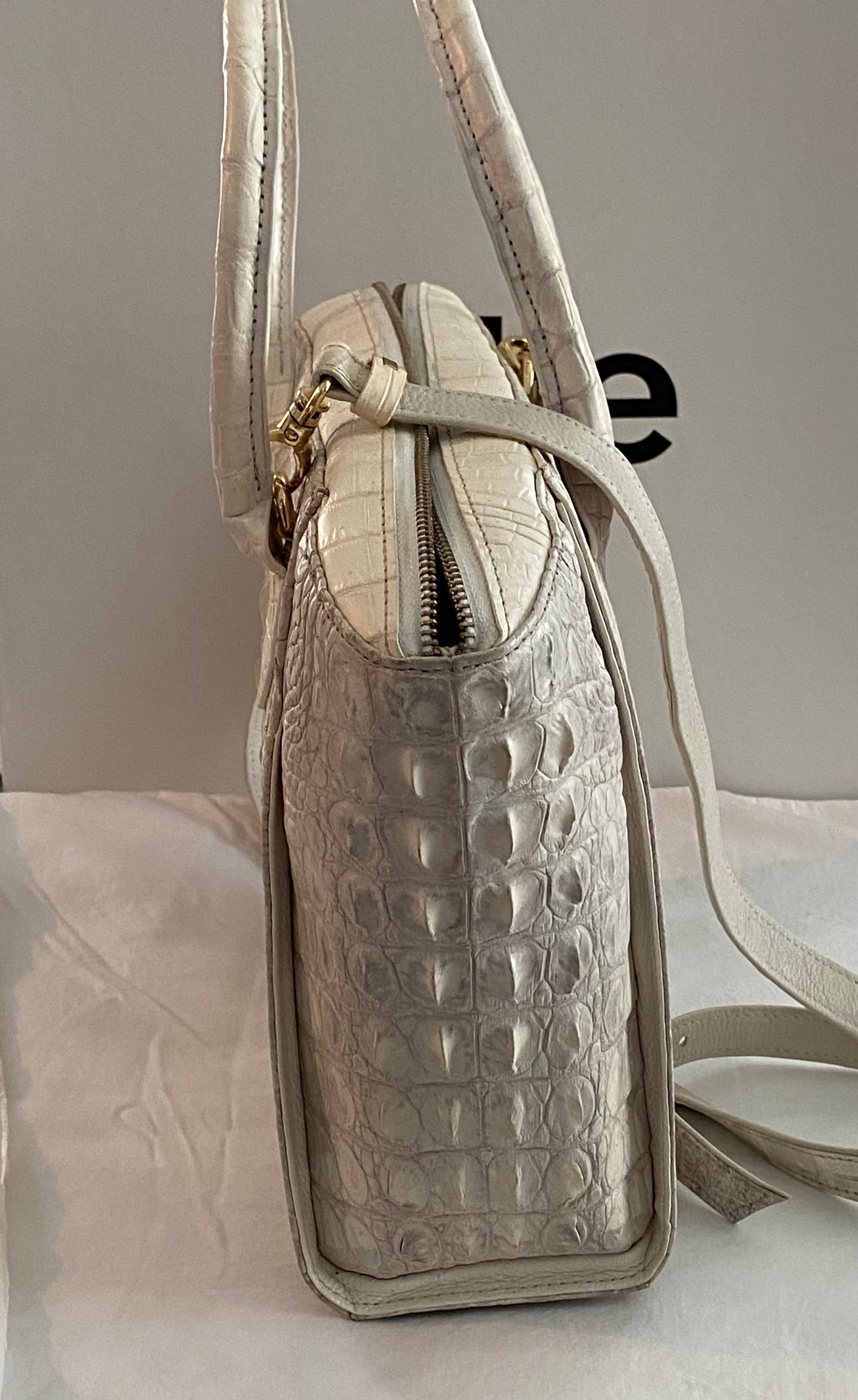 Grand Pelle Collection Natural Color Genuine Crocodile Handbag