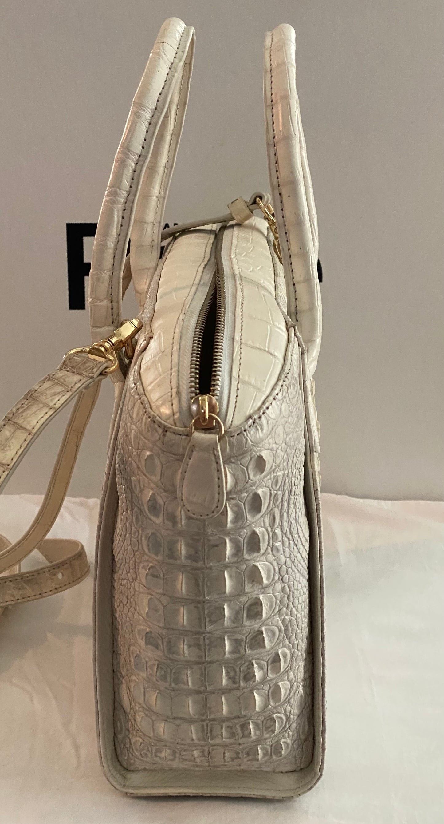 Grand Pelle Collection Natural Color Genuine Crocodile Handbag