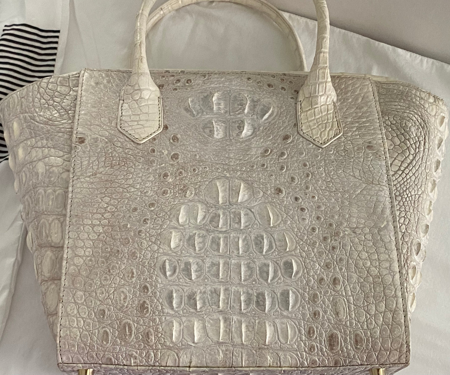 Grand Pelle Collection Natural Color Genuine Crocodile Handbag
