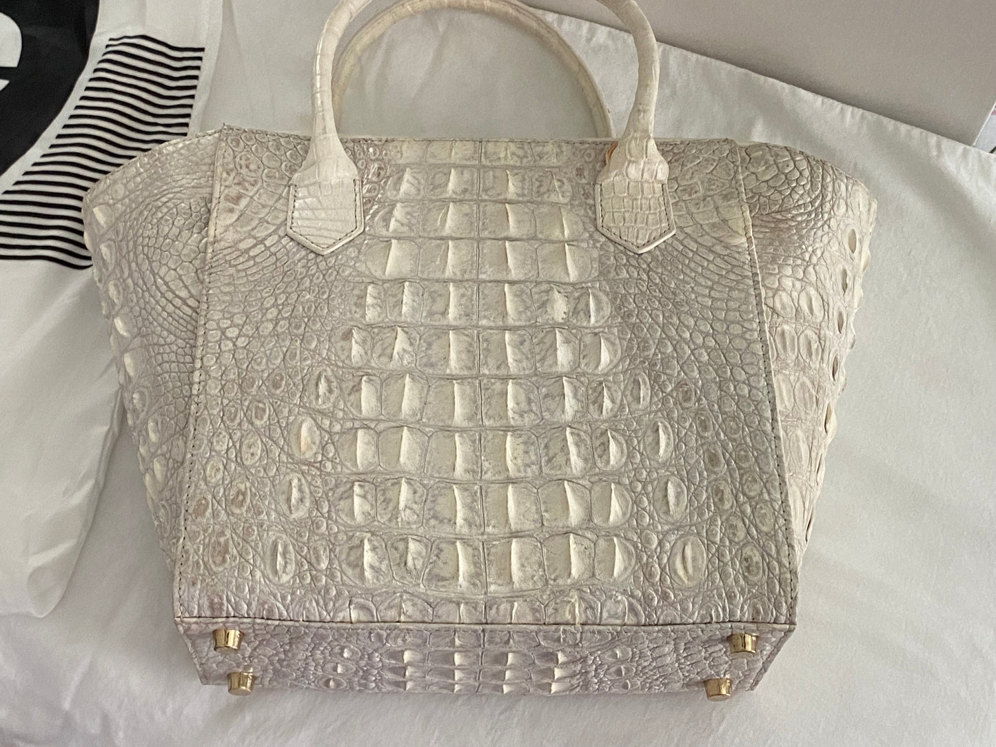 Grand Pelle Collection Natural Color Genuine Crocodile Handbag