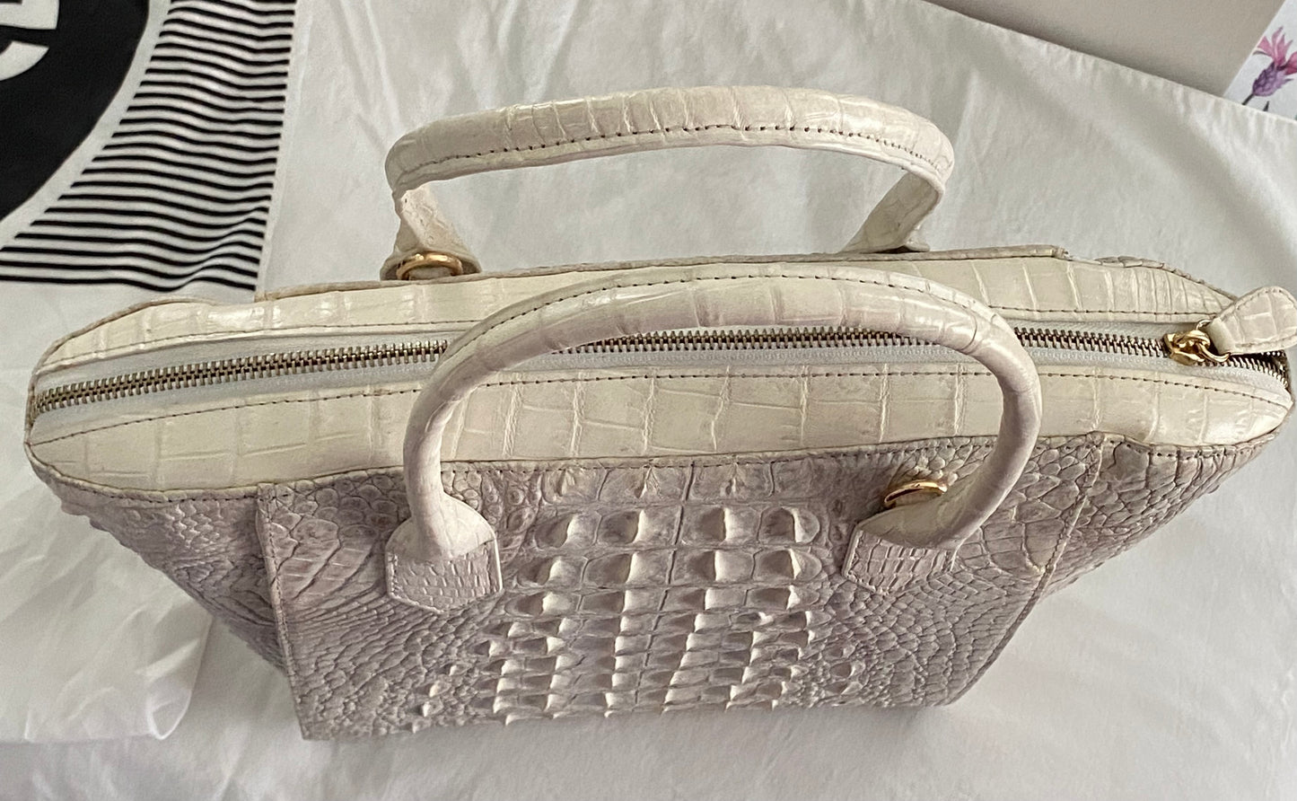 Grand Pelle Collection Natural Color Genuine Crocodile Handbag