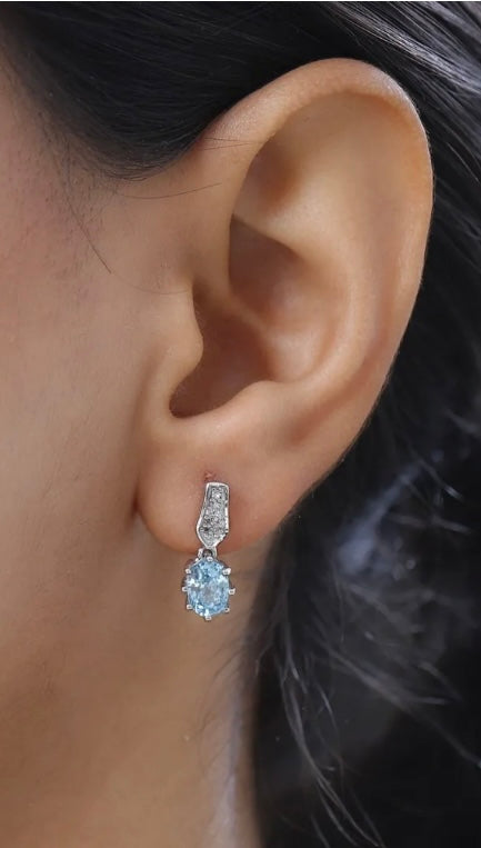 Cambodian Blue & White Zircon Earrings