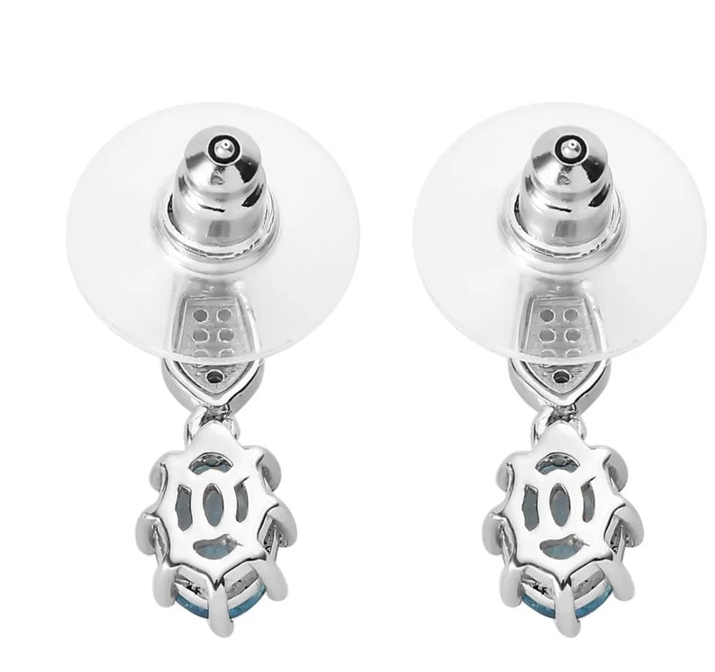 Cambodian Blue & White Zircon Earrings