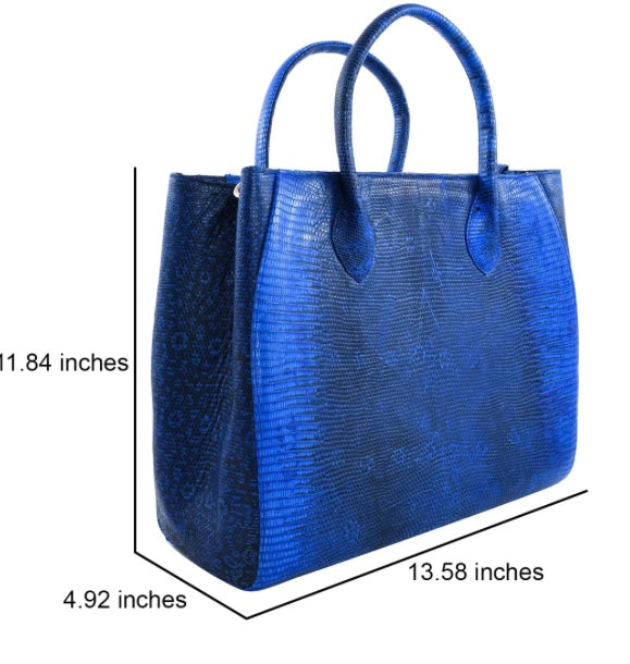 Grand Pelle Collection Genuine Lizard Tote Handbag