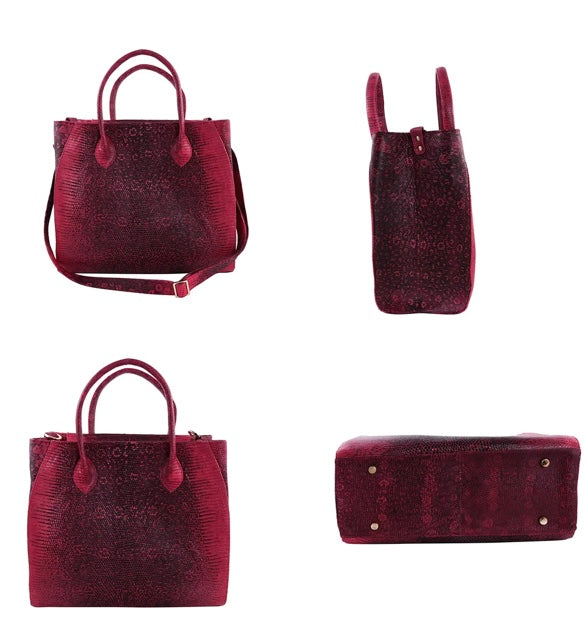 Grand Pelle Collection Genuine Lizard Tote Handbag