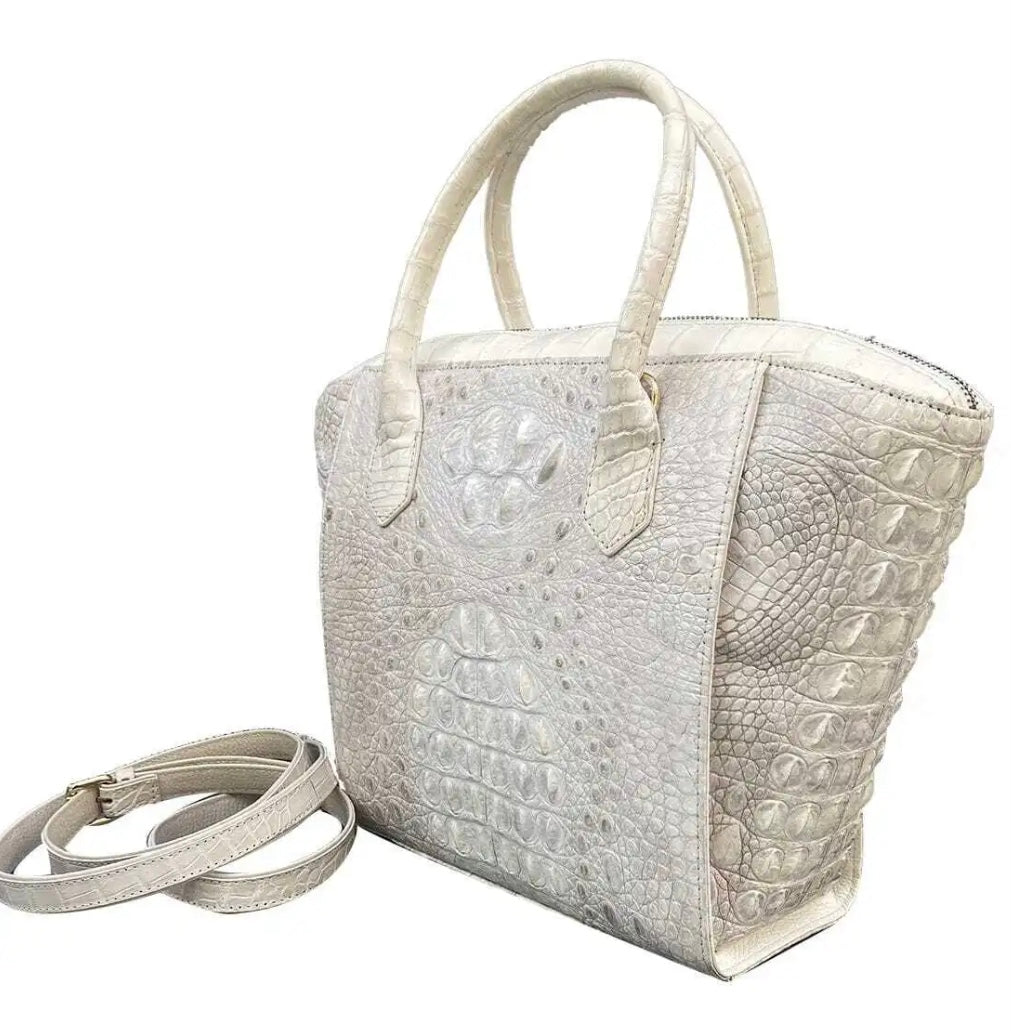 Grand Pelle Collection Natural Color Genuine Crocodile Handbag