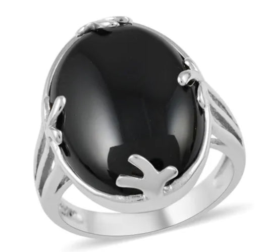 Black Onyx Solitaire Ring