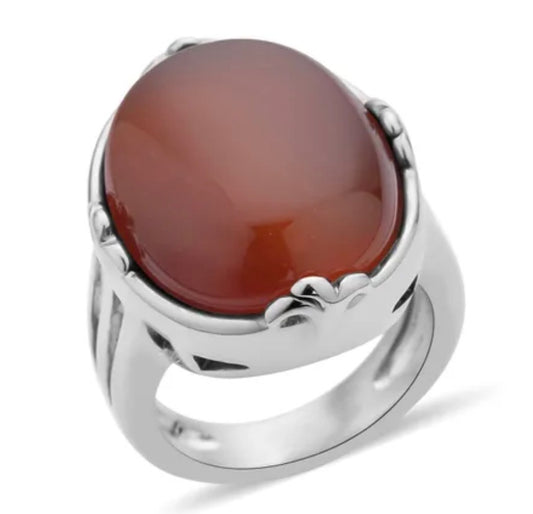 Carnelian Solitaire Ring