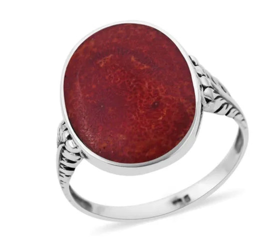 Sponge Coral Solitaire Ring