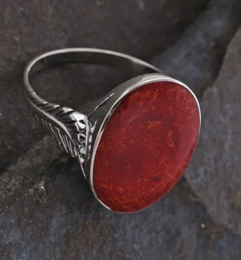 Sponge Coral Solitaire Ring