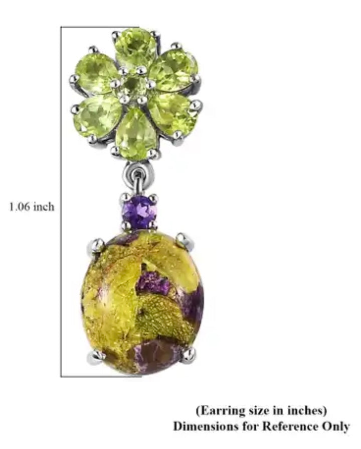 Tasmanian Stichtite & Peridot Dangle Earrings
