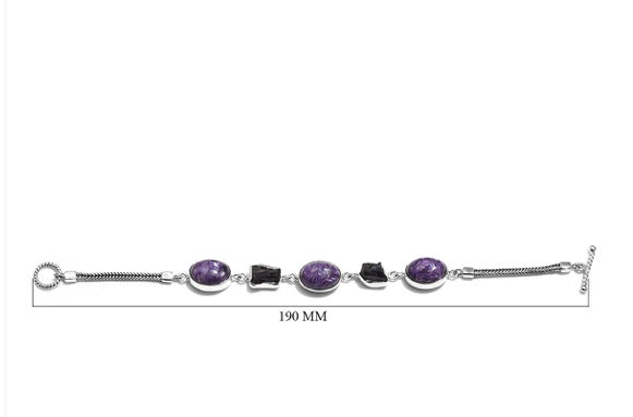 Charoite & Amethyst Bracelet 925 Sterling Silver