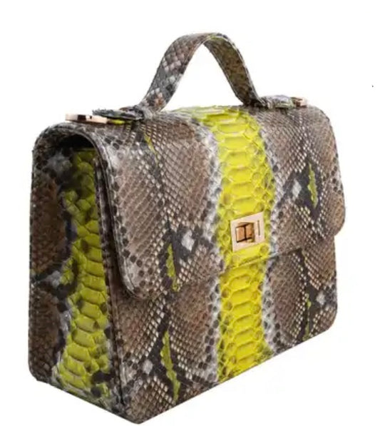 Pelle Collection Genuine Python Leather Handbag