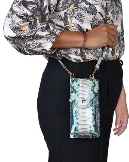 Grand Pelle Genuine Python Crossbody Wallet