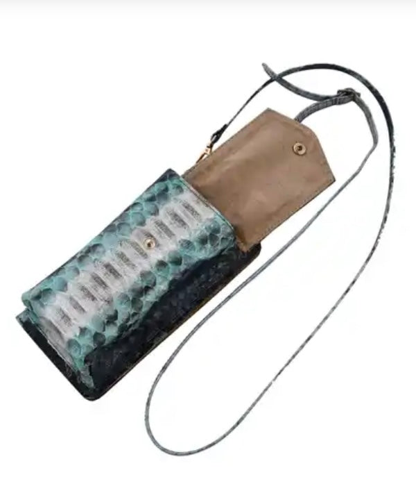 Grand Pelle Genuine Python Crossbody Wallet