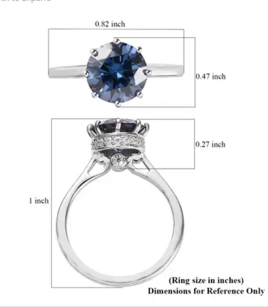 Blue Moissanite Engagement Style Ring