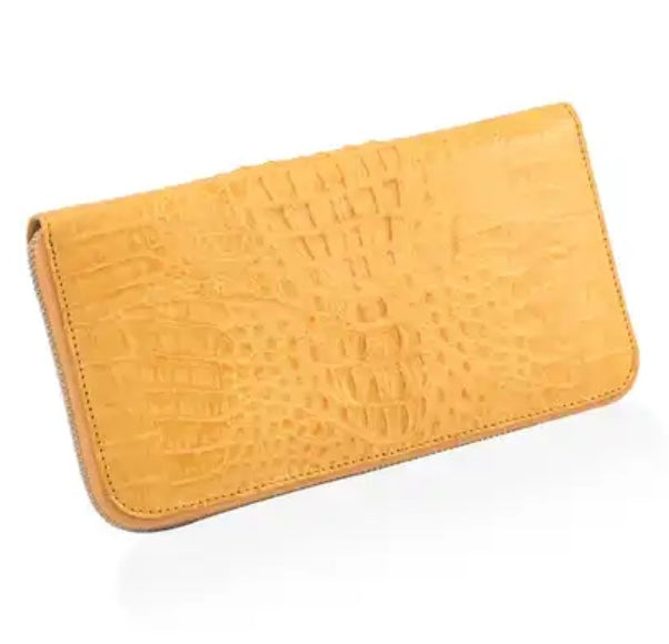 River Brand Genuine Crocodile Leather Yellow Wallet