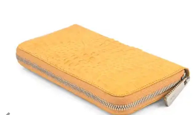 River Brand Genuine Crocodile Leather Yellow Wallet