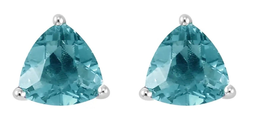 Teal Fluorite Color Change Trillion Earrings