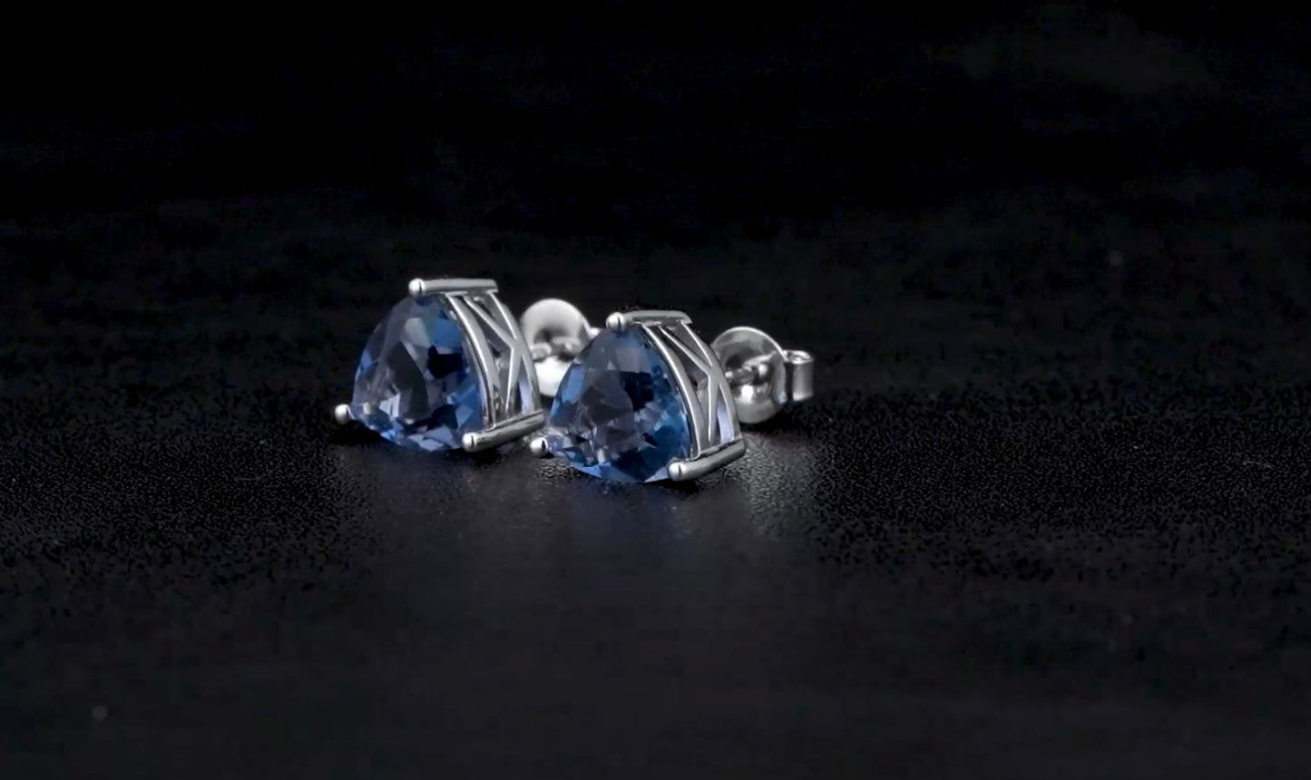 Teal Fluorite Color Change Trillion Earrings