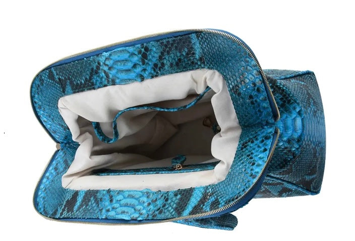 Grand Pelle Collection Genuine Python Large Turquoise Handbag