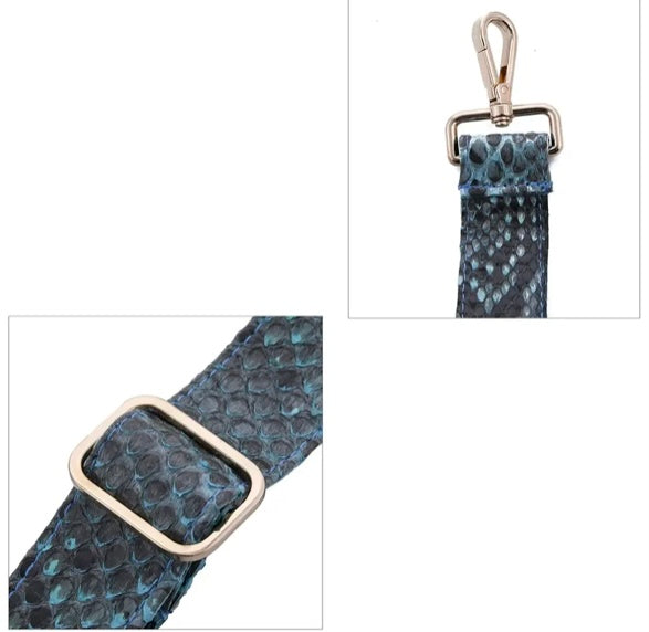 Grand Pelle Collection Genuine Python Large Turquoise Handbag