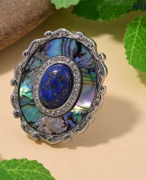 Lapis Lazuli and Abalone Shell Ring