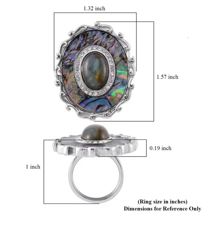 Labradorite and Abalone Shell Ring
