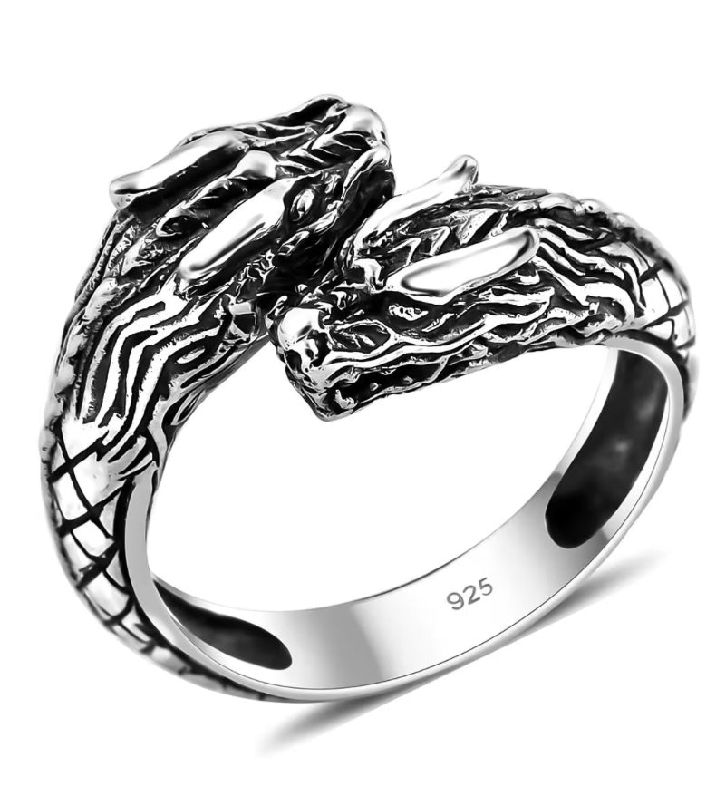 Artisan Crafted Dragon Head By-Pass Ring