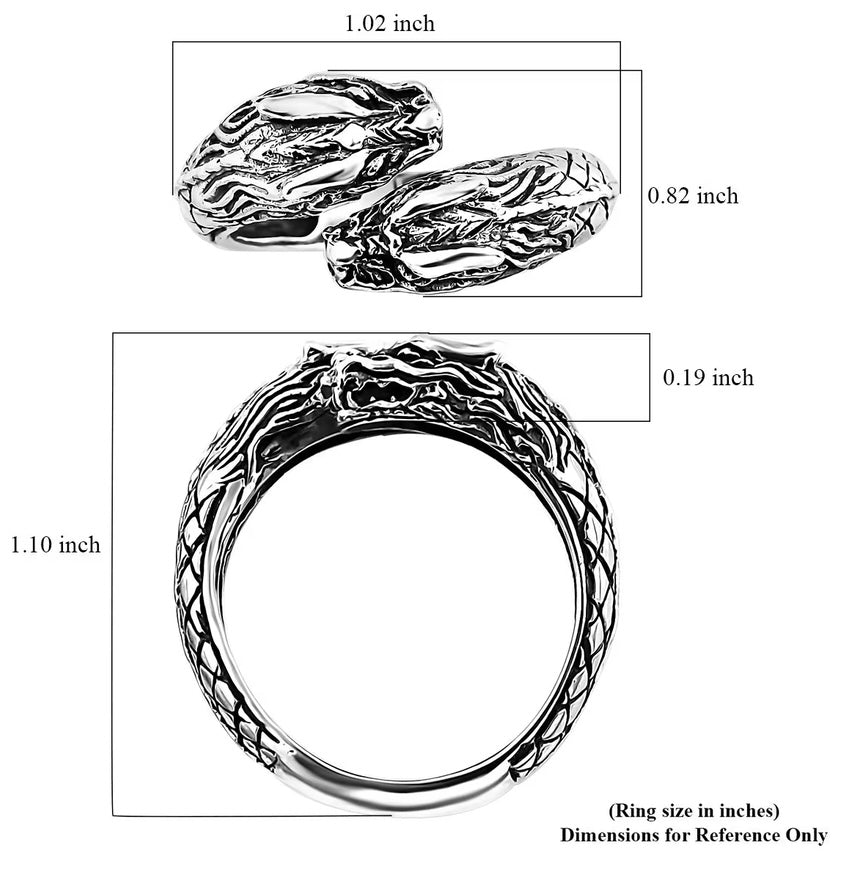 Artisan Crafted Dragon Head By-Pass Ring
