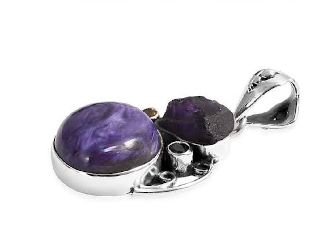 Siberian Charoite Multi Gem Silver Pendant