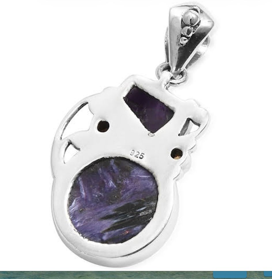 Siberian Charoite Multi Gem Silver Pendant