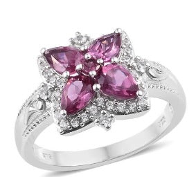 Tanzanian Wine Garnet Flower Ring