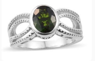 Russian Chrome Diopside Solitaire Ring