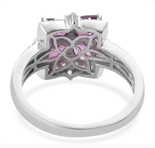 Tanzanian Wine Garnet Flower Ring