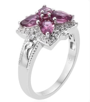 Tanzanian Wine Garnet Flower Ring